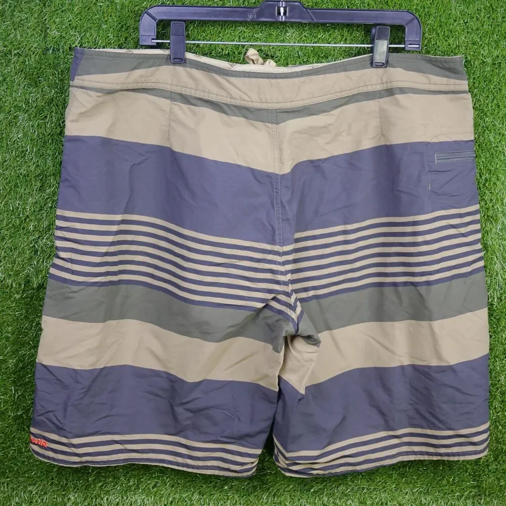 Patagonia Striped Board Shorts Gray/Beige/Olive - Men's Size 40